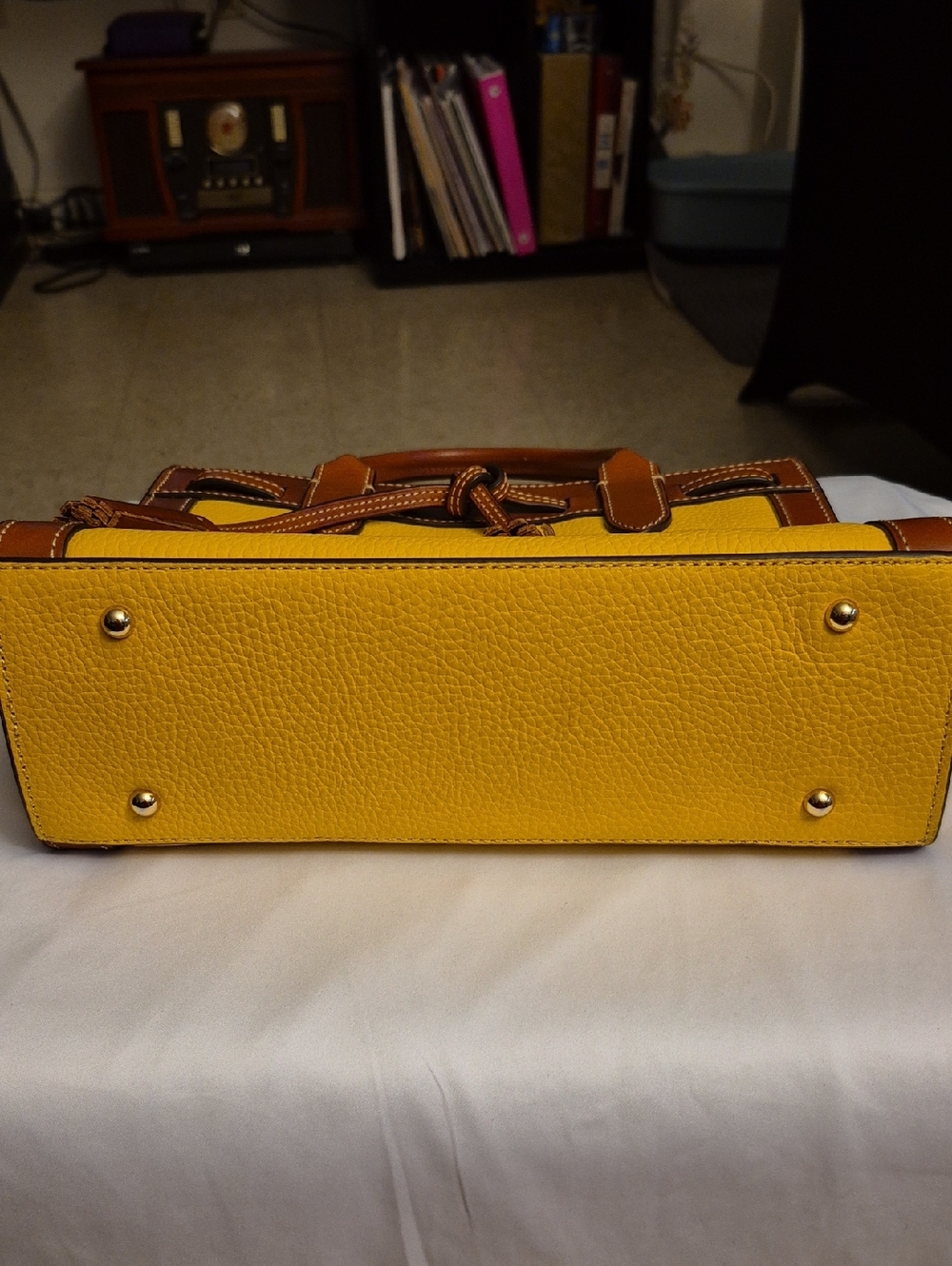 Dooney & Bourke Yellow and Brown Pebbled Leather Satchel (Dustbag Included) - Picture 5 of 14